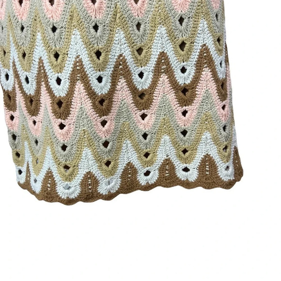 Free People Heat of the Moment Cotton Crochet Mini Skirt Tan Peach Size Large - Picture 7 of 13